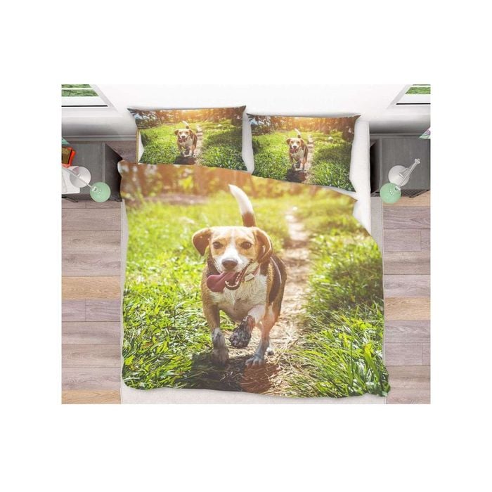 3D Lawn Dog 024 Bed Pillowcases Quilt King Size