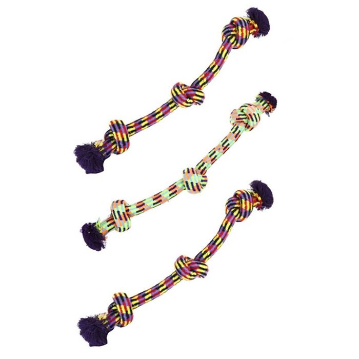 3x Paws & Claws Dog Toy Tug-Of-War 50cm Rope Pet Interactive Chew Bite Play Asst