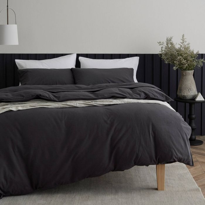 Bedding Co. Organic Cotton Flannelette Quilt Cover Set Charcoal King