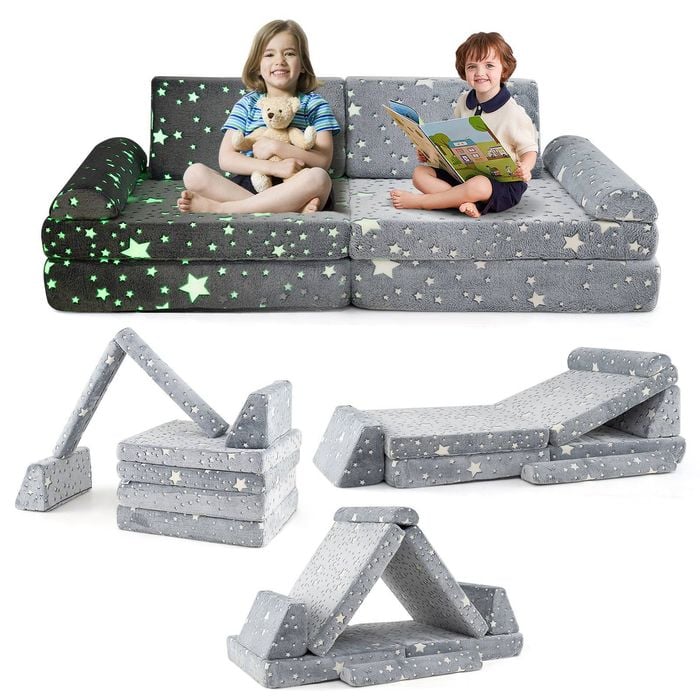 Costway 8pcs Modular Play Couch Grey