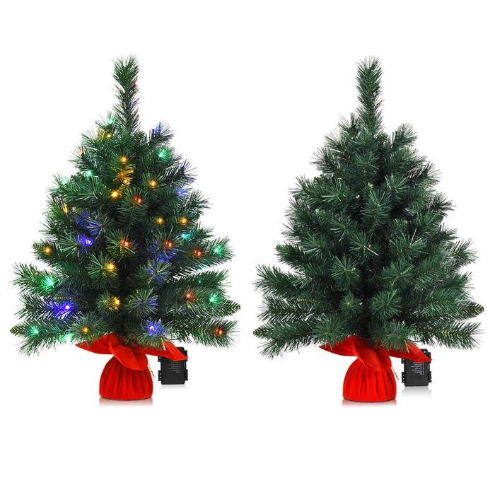 Costway 2PCS 66CM Mini Christmas Tree Tabletop Xmas Decoration