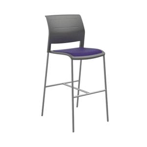 Olg Game Bar Stool Chrome Legs Charcoal Shell Plum Upholstered Seat Only