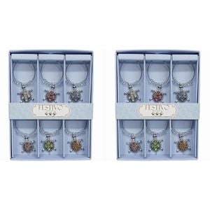 2x LVD 6pc Metal 13cm Wine Charms Turtle Bottle Tag/Marker Set