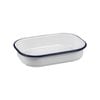 Urban Style Enamelware 21cm Multipurpose Rectangle Tray w/ Blue Rim - White