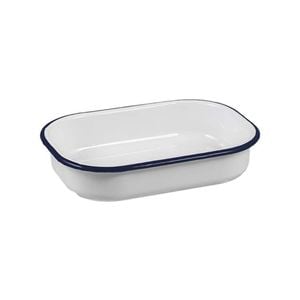 Urban Style Enamelware 21cm Multipurpose Rectangle Tray w/ Blue Rim - White