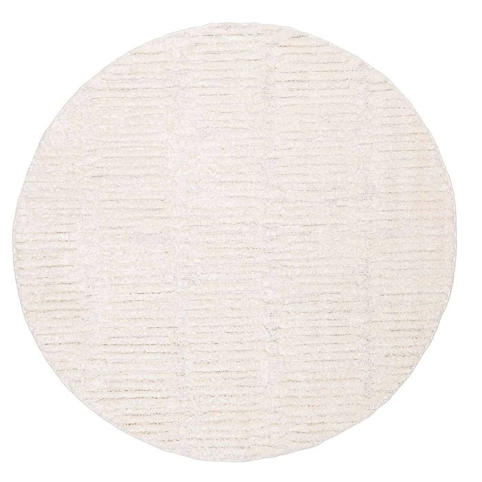 Loopsie-160cm X 160cm-ribera Ivory Textured Round Rug