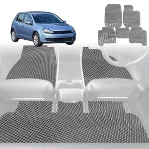 6D Diamond Car Floor Mats for VolksWagen Golf Hatch/Wagon (MK6)2009-2013-Full Set-Grey-Outback GT