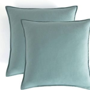 Twin Pack CleverPolly Vintage Washed Microfibre European Pillowcase  65 x 65cm - Seafoam