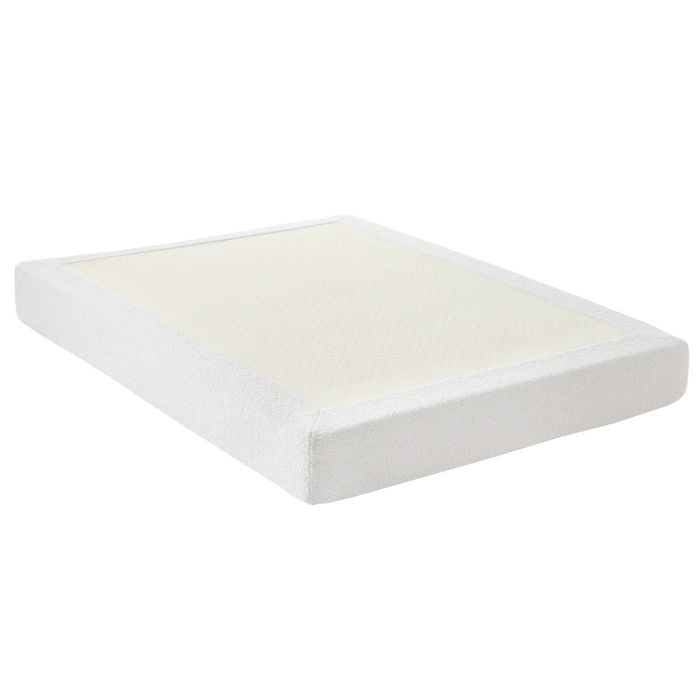Homfurn Compression Bed Frame Queen Size No Assembly Vacuum High Density Sponge Boucle Cream White