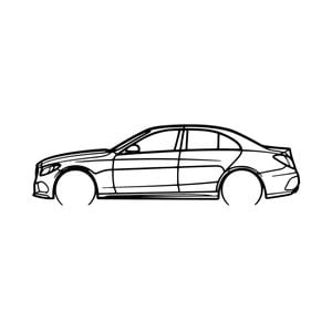 Ignite Laser Mercedes Benz C43 Silhouette Metal Wall Art Coated Black 47inch/120cm