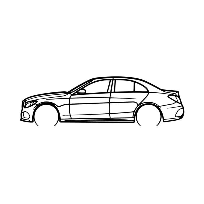 Ignite Laser Mercedes Benz C43 Silhouette Metal Wall Art Coated Black 47inch/120cm