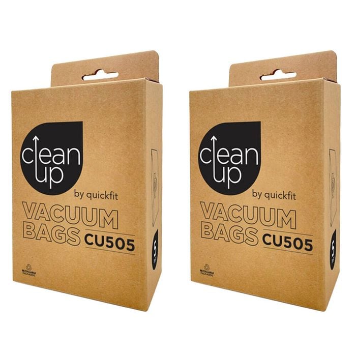 2x 5pc CleanUp CU505 Replacement Vacuum Bags for Heavy-Duty Cleaning White