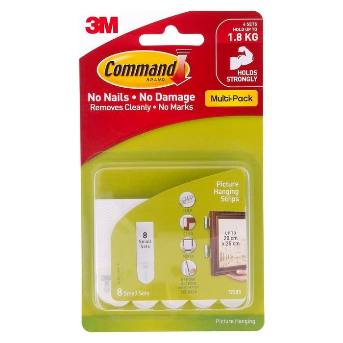 Command™ 1.8kg Small White Picture Hanging Strips - 8 Pack