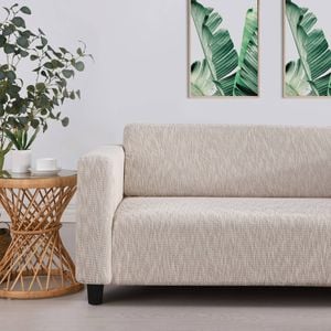 Sherwood Faux Linen Stretch Fit Couch Covers Natural 3 Seater