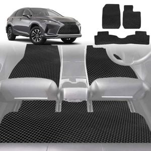 6D Diamond Car Floor Mats for Lexus RX 2015-2022-Full Set-Black-Outback GT