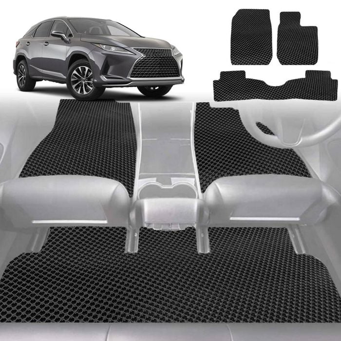 6D Diamond Car Floor Mats for Lexus RX 2015-2022-Full Set-Black-Outback GT