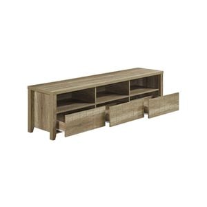 TV Cabinet 3 Storage Drawers with Shelf Natural Wood like MDF Entertainment Unit in Oak Colour
