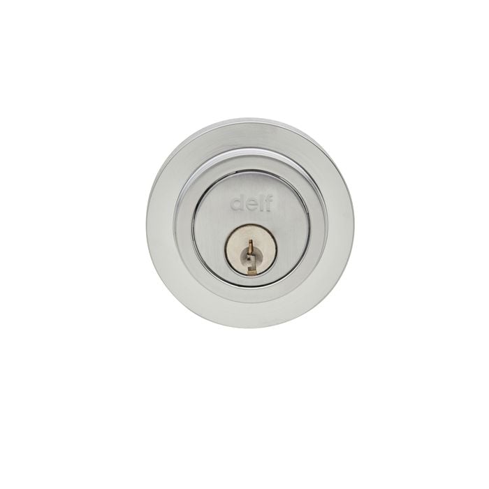 Delf Trade Satin Chrome Contemporary Round Single Cylinder Deadbolt