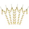 Catzon 6 Pcs Glitter Candy Cane Christmas Ornaments with Golden Ropes-Gold