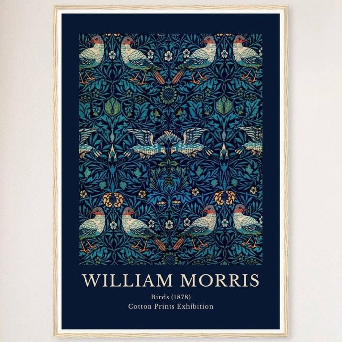 Galrie William Morris Birds Print Exquisite Cotton Exhibition Artwork (1878) Home Decor, Wood Frame, A0 84 x 119cm (33 x 47inch)