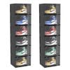 Soga 2x 6-tier Black Shoe Organiser Stackable Folding Storage Box Magnetic Door