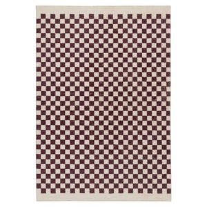 Loopsie-230cm X 160cm-hermosa Burgundy And Cream Checkered Washable Rug
