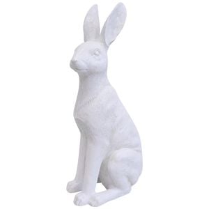 LVD Polyresin Sculpture Sitting Hare Aged Home/Office Decor White Large