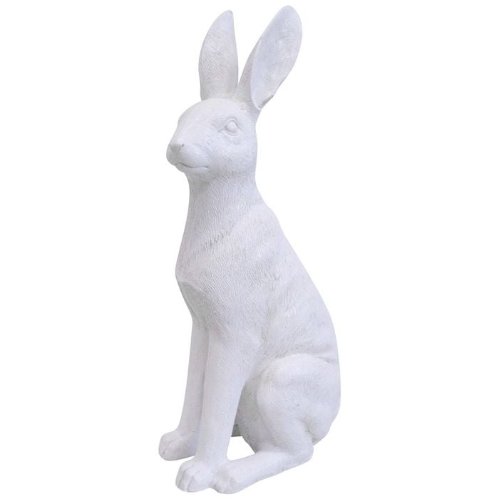 LVD Polyresin Sculpture Sitting Hare Aged Home/Office Decor White Large