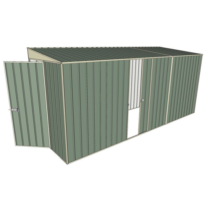 Build-a-Shed 1.5 x 4.5 x 2m Green Hinged Door Tunnel Shed With Hinged Side Door