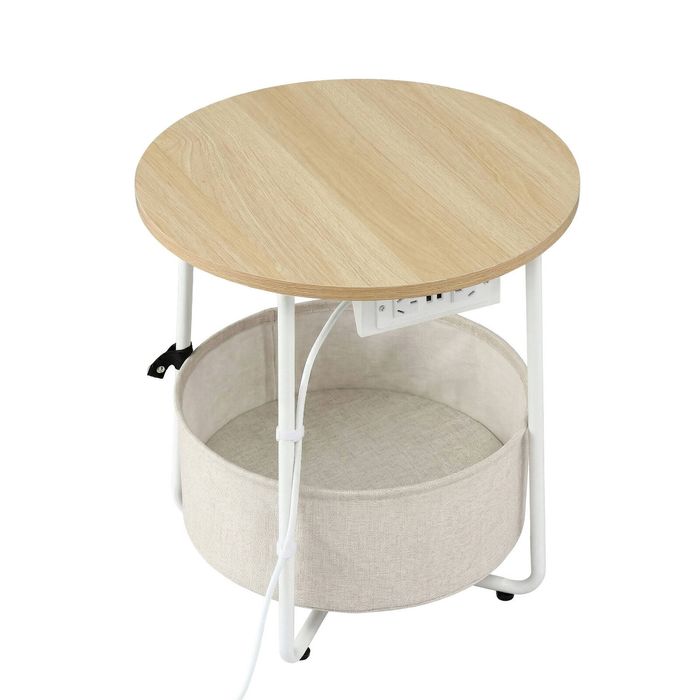 Artiss Set of 2  Round Coffee Table Charging Station