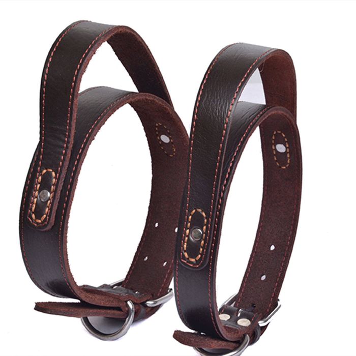 CottonMore Heavy Duty Genuine Leather Dog Collar Brown Training Martingale Style L