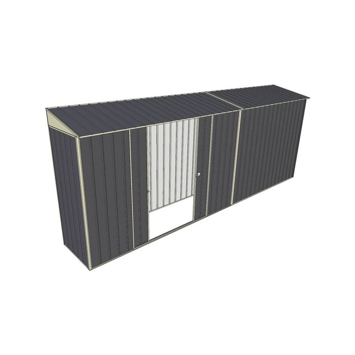 Build-a-Shed 0.8 x 5.2 x 2m Skillion Shed with Double Sliding Side Doors - Grey