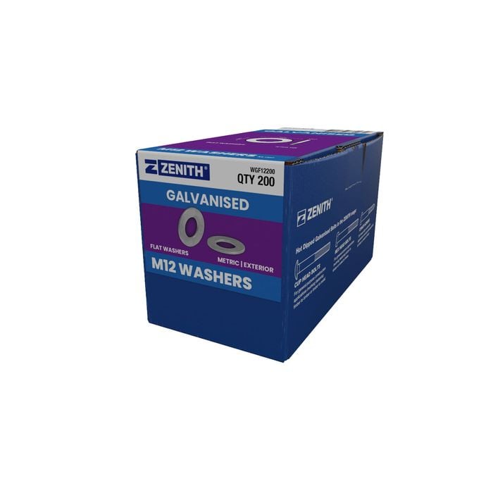 ZENITH M12 Hot Dip Galvanised Flat Round Washers - 200 Pack