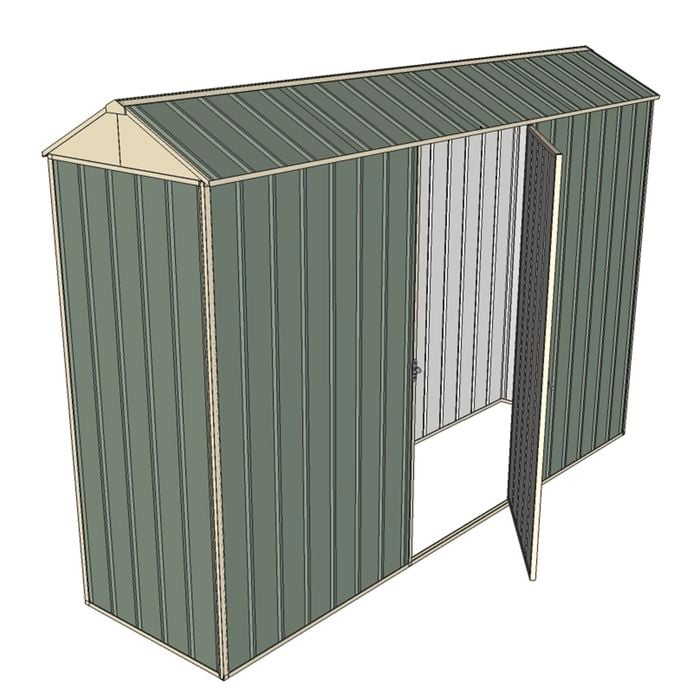 Build-a-Shed 0.8 x 3 x 2.1m Gable Single Hinged Side Door Shed - Green