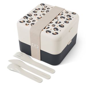 Monbento Flex - The 2 Compartment Lunch Box with Cutlery - Leopard