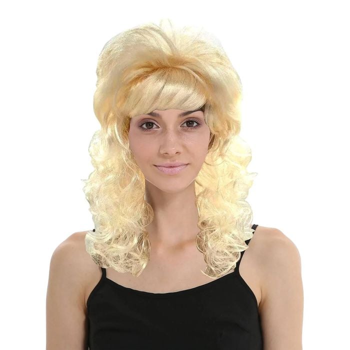 RETRO WIG Curly Long Hair Disco Punk Rock Party Costume 60s 70s 22425 Blonde