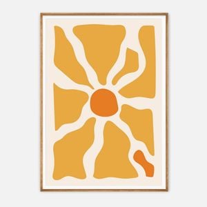 Galrie Vibrant Abstract Sunburst Geometric Art Print for Modern Home Decor, Wood Frame, A2 42 x 60cm (16 x 24inch)