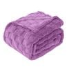 LINENOVA Soft Coral Fleece Checked Blanket Twin Size - Lavender