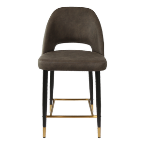 Durafurn 650mm High Charcoal Fabric Semifreddo Counter Stool with Black Metal Legs