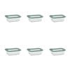 6PK Ecology Store Rectangle Glass Food Container 370ml - Eucalyptus