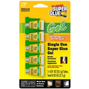 The Original Super Glue 5 x 0.5g Super Glue Gel Single Use Tubes