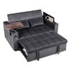 Ufurniture 3 in 1 Convertible Sleeper Sofa Bed w/ Rotating Side Table & Charging Station Pull Out Couch Dark Grey