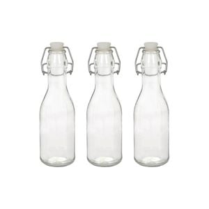 Argon Tableware Glass Bottles with Swing Top - 250ml - Pack of 3