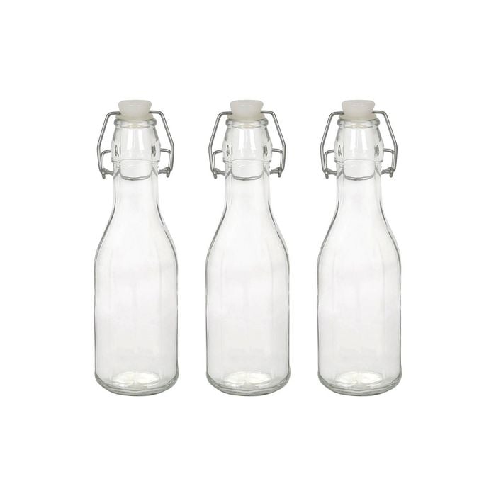 Argon Tableware Glass Bottles with Swing Top - 250ml - Pack of 3