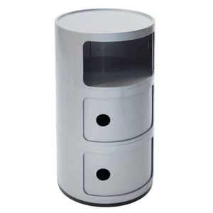 Sk Designer Living | Replica Anna Castelli Ferrieri Componibili Round Storage Unit 3 Tier - Grey / Silver