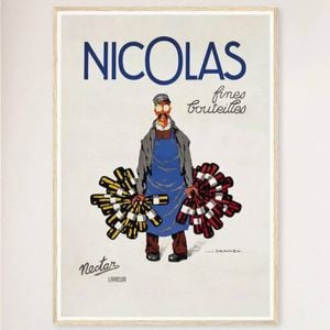 Galrie Nicolas Fine Bottles Vintage Poster by Jules Isnard Dransy Timeless French Art, Wood Frame, A0 84 x 119cm (33 x 47inch)