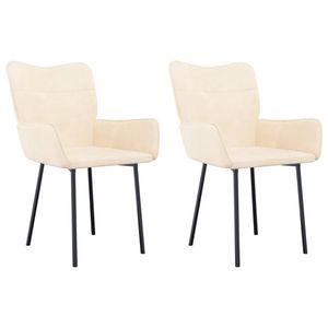 vidaXL 2x Dining Chairs Cream Velvet Home Kitchen Dinner Chair Upholstered