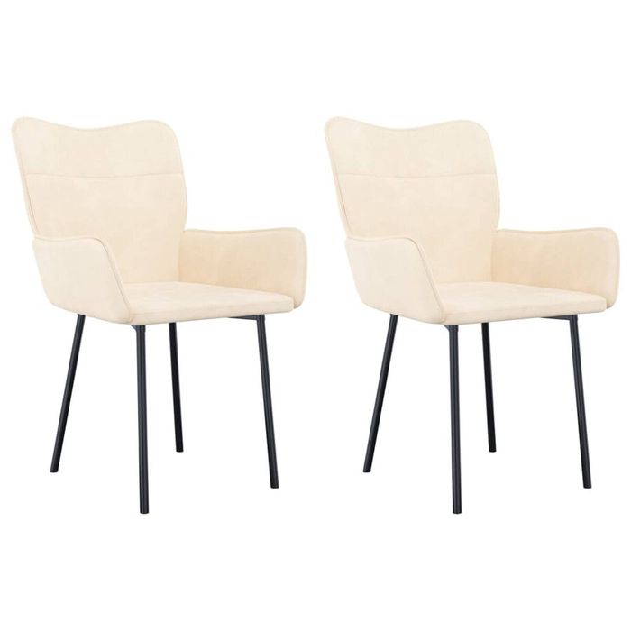 vidaXL 2x Dining Chairs Cream Velvet Home Kitchen Dinner Chair Upholstered