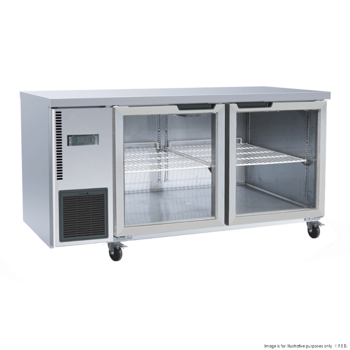 Thermaster TL1500TNG under bench 2 glass door fridge