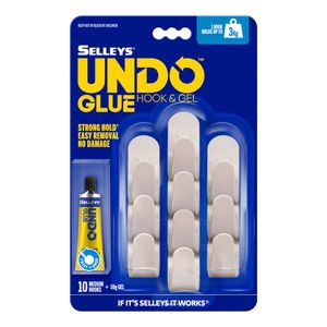 Selleys Undo Glue Medium Hook and Glue - 10 pack
